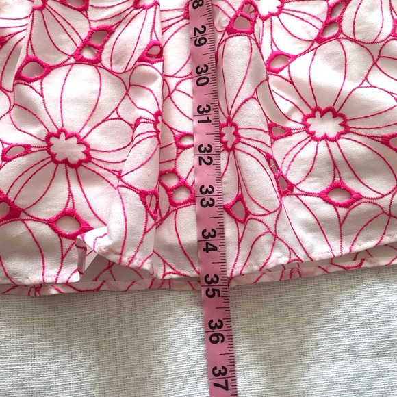 Lilly Pulitzer Keila Hot Pink White Floral Botanical Eyelet Tiered Dress Size 6 - Picture 9 of 11